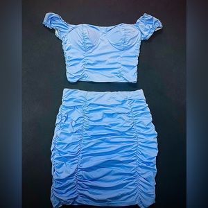 Blue skirt and crop top set